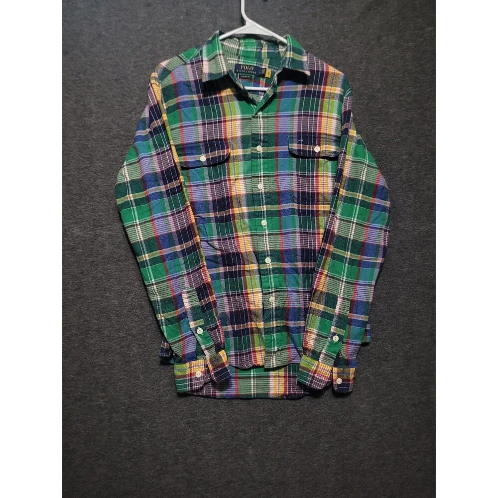 Polo Ralph Lauren Large flannel classic fit button front plaid collar pockets